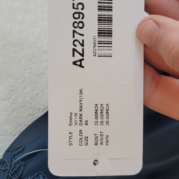 NWT Azazie Emma bridesmaids dress dark navy size A6 - Picture 7 of 8